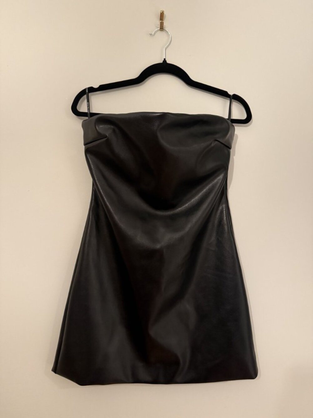 NWT White Fox Fire Burning Strapless Faux Leather Mini Dress Black XS $75 [jb] - Picture 6 of 10